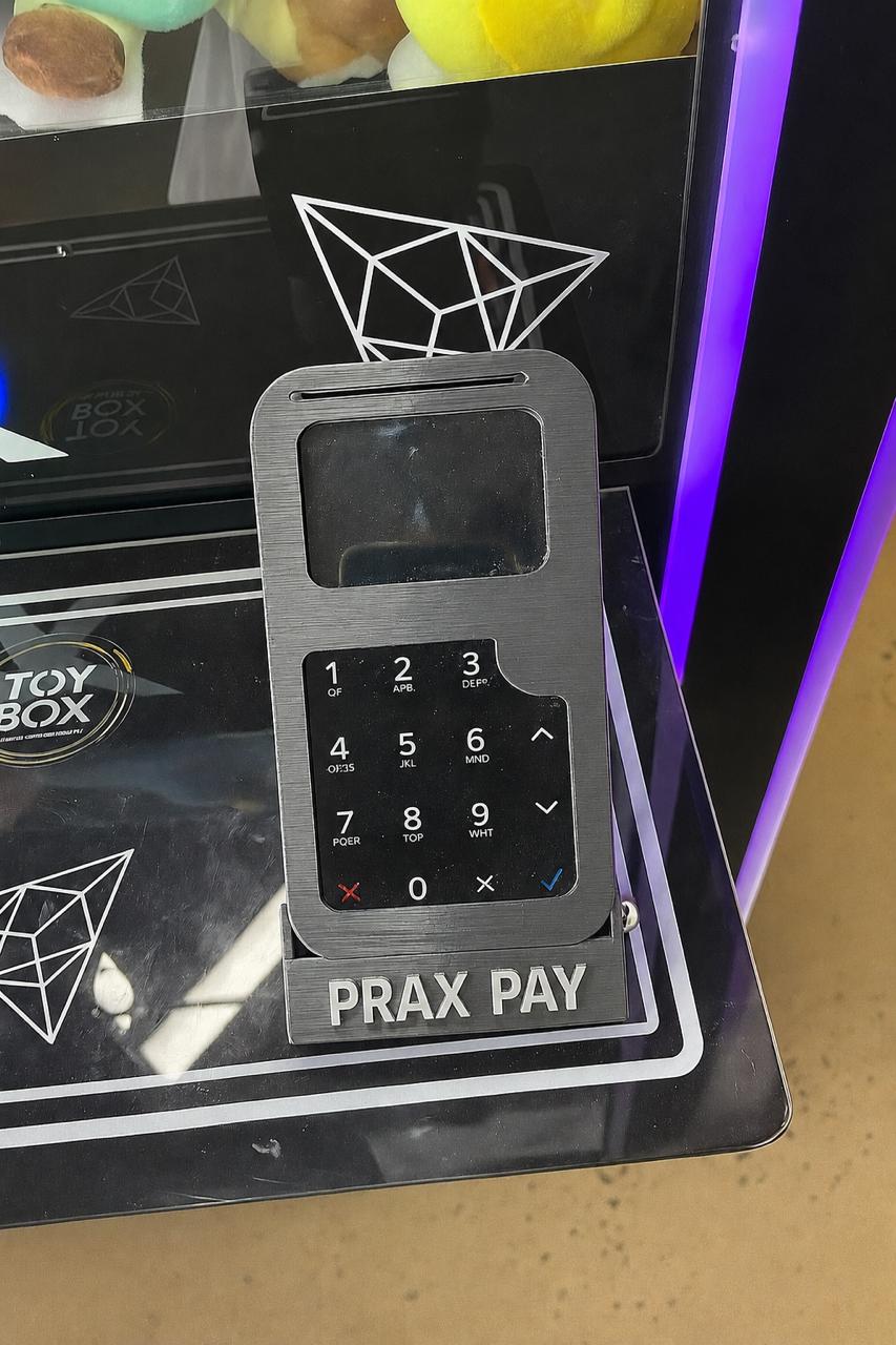 Suporte PRAX PAY com terminal de cartão acoplado à máquina de autosserviço